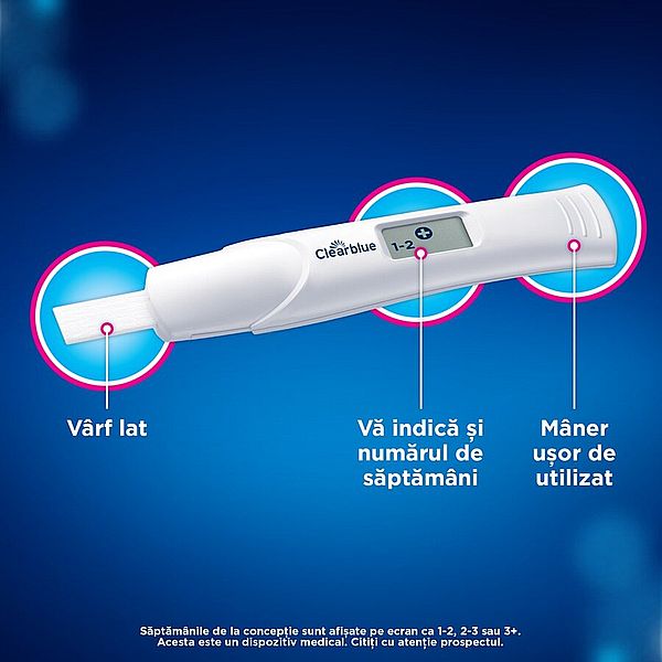 Test de sarcina digital cu indicator de saptamani, Clearblue | 1 bucata — poza produs 8/10