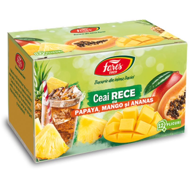 Poza produs Ceai rece cu papaya mango si ananas, Fares | 12 plicuri