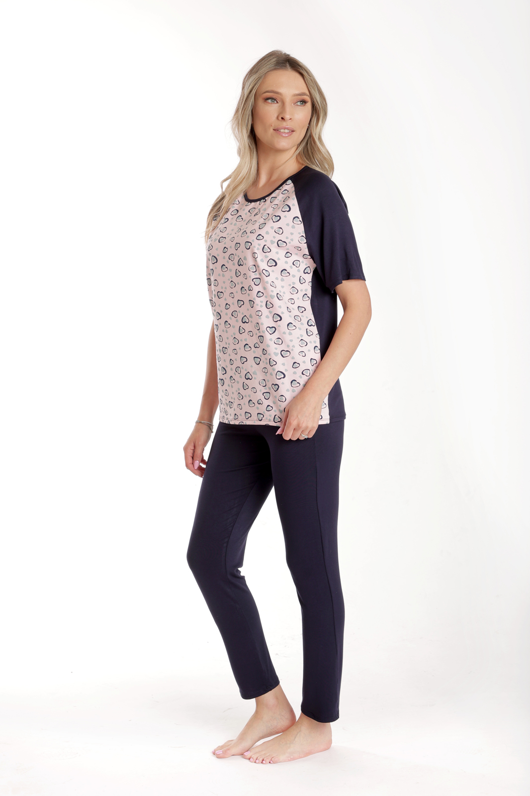 Poza produs Tinuta dama CV24072 bleumarin/roz inimioare, Cesy | marimea L