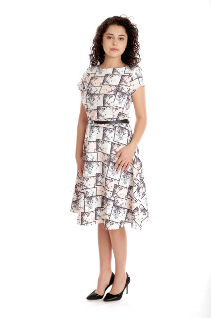 Poza produs Rochie semiclos CV24035 SIZE somon/negru chenare, Cesy | marimea XXL