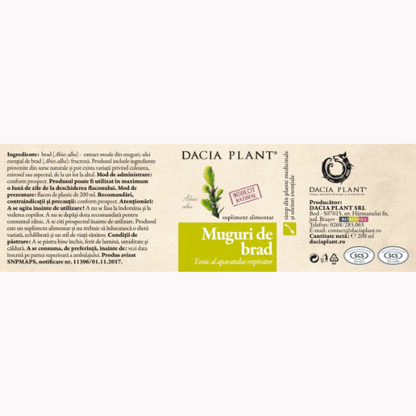 Poza produs Sirop Muguri de Brad, Dacia Plant | 200 ml