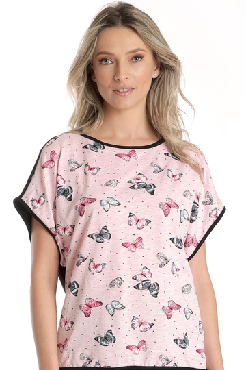 Poza produs Tinuta de vara CV24068 negru/roz fluture, Cesy | marimea L