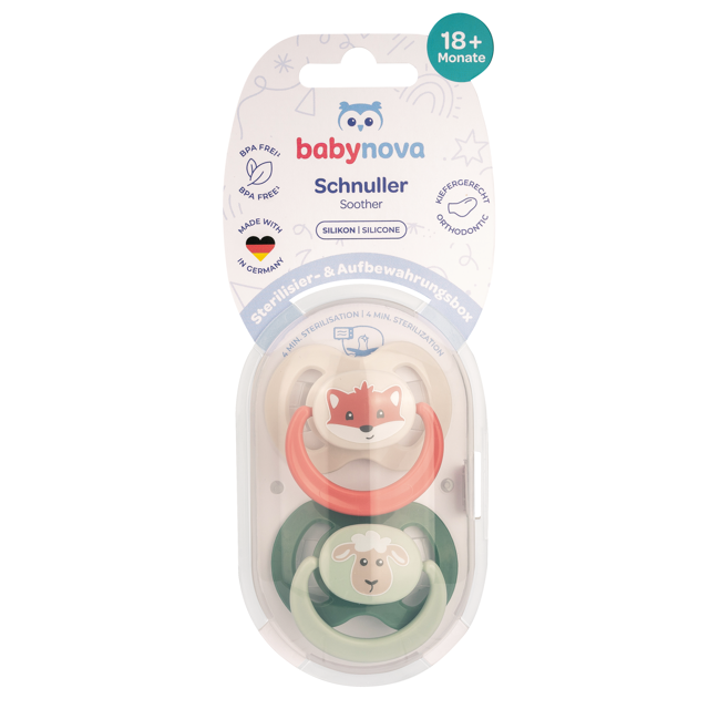 Suzete ortodontice din silicon,decorate, multicolore, 18 luni+, 20006, Baby Nova | 2 bucati — poza produs 1/3