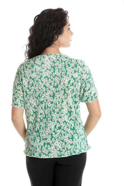 Poza produs Bluza dama CV24042 verde & alb margarete, Cesy | marimea M