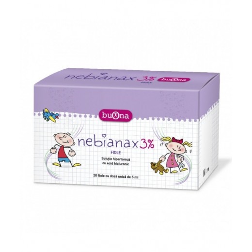 Poza produs Solutie salina hipertonica 3% acid hialuronic, Nebianax | 20 fiole