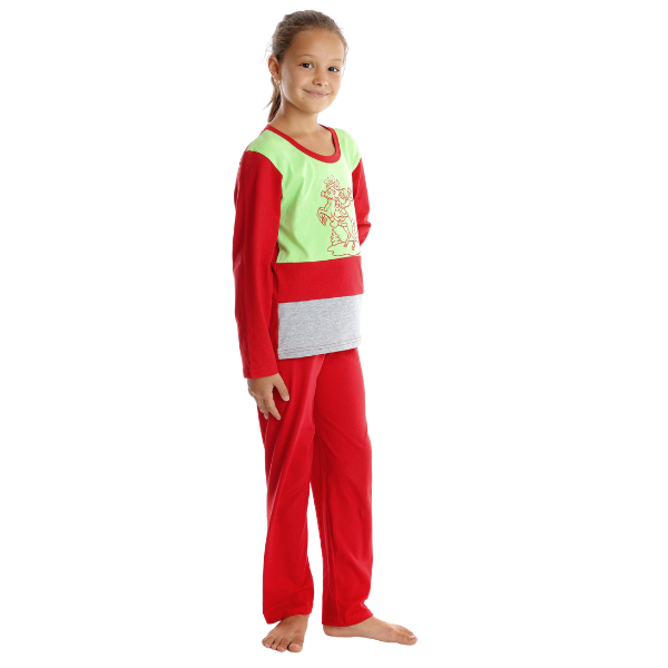 Pijama copii (fete) AI2359 rosu/vernil/gri, Andana | marimea 32 (5/6 ani) — poza produs 3/3