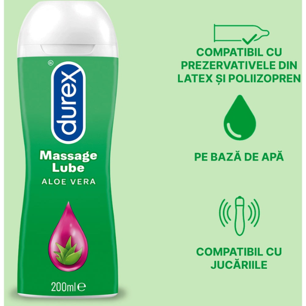 Poza produs Lubrifiant Durex Play 2 in 1 pentru masaj Aloe Vera, Reckitt Benckiser | 200 ml