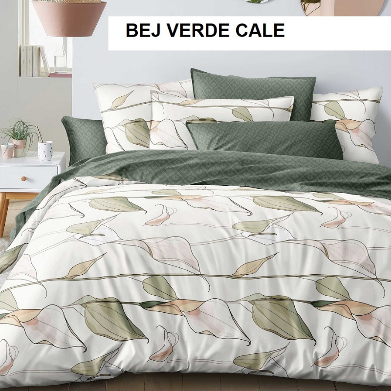 Poza produs Lenjerie de pat ECONOMY bej verde cale 230x250 cm, Ralex | 1 buc