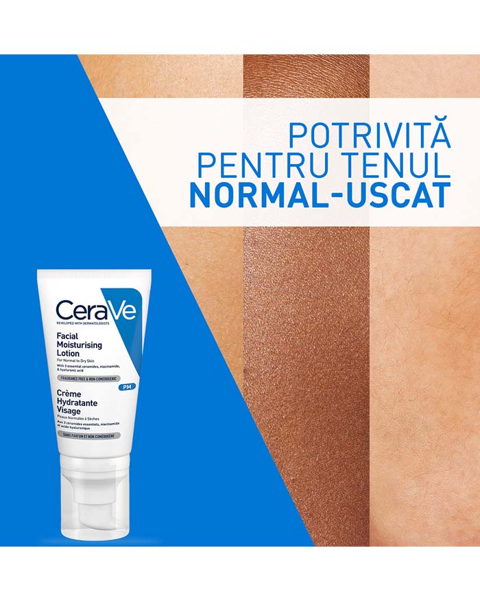 Poza produs CeraVe Crema hidratanta de fata, ten normal-uscat | 52ml