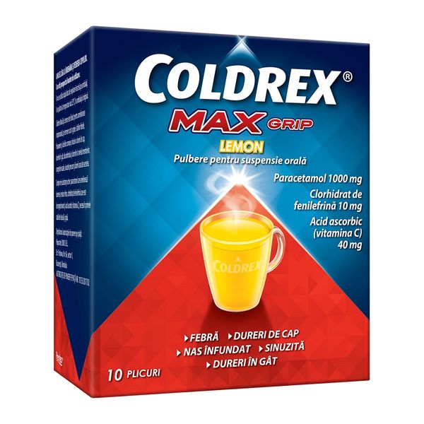 Poza produs Coldrex MaxGrip Lemon pulbere pentru solutie orala, Perrigo | 10 plicuri