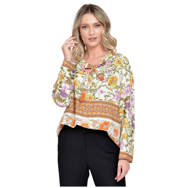 Poza produs Bluza funda dama ERT23V236 alb floral/caramiziu, Eranthe | marimea XL