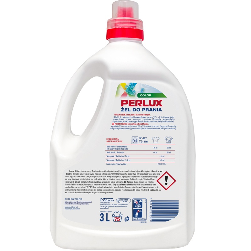 Poza produs Detergent gel rufe XL Perlux Color, Lakma | 3 L