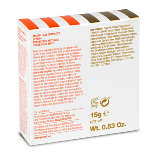 Poza produs Pudra compacta cu protectie solara SPF50+, Interapothek | 15 g