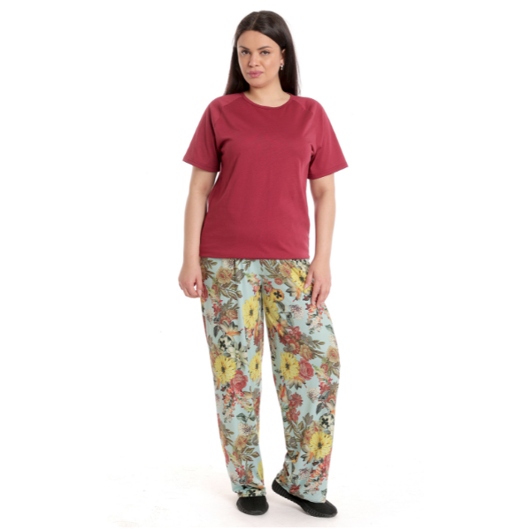 Tinuta dama AV2336 grena/bleu floral, Andana | marimea S — poza produs 1/3