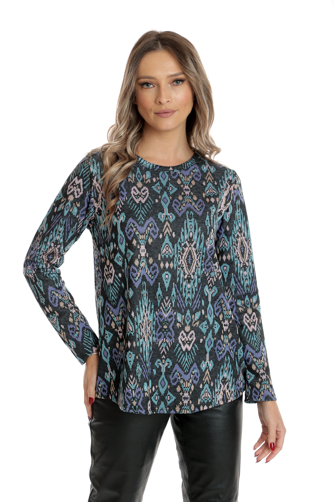 Poza produs Bluza CI25011 bleumarin & mov & turcoaz arabesc, Cesy | marimea XXL