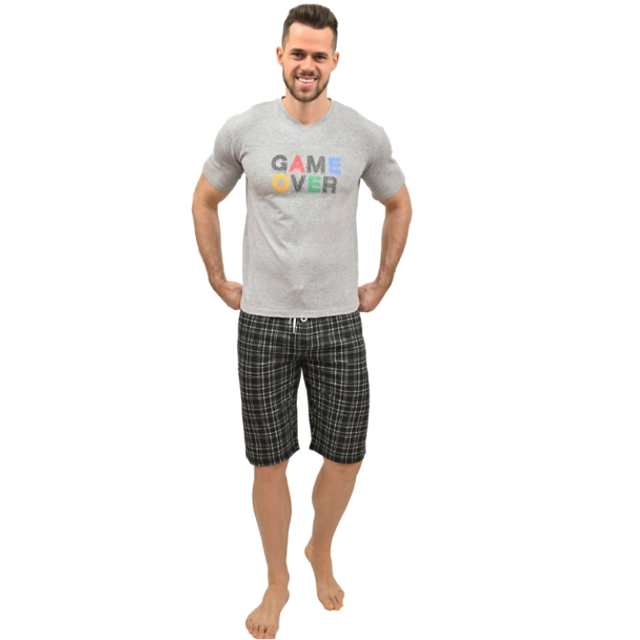 Pijama barbati PBV28 NEGRU GRI GAME OVER, Uniconf | marimea S — poza produs 1/4