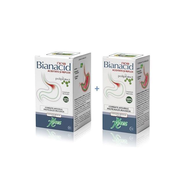 Poza produs NeoBianacid pentru aciditate si reflux, 45 comprimate + 14 comprimate CADOU, Aboca