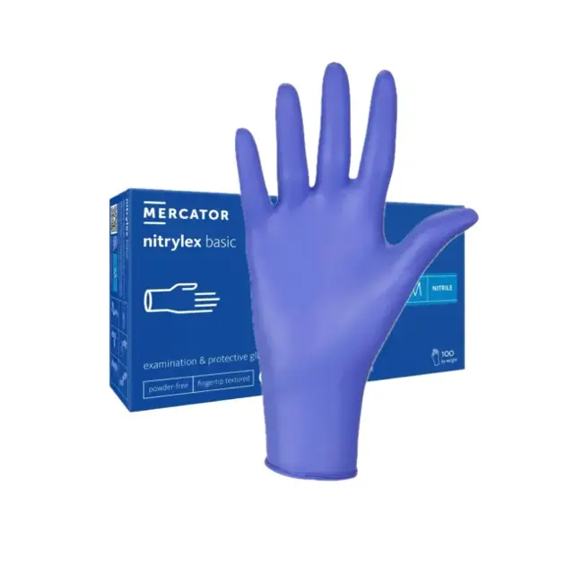 Poza produs Manusi Nitril fara pudra NITRYLEX Basic Dark Blue S, Mercator Medical | cutie x 100 bucati