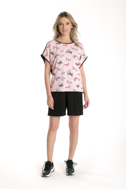 Poza produs Tinuta de vara CV24068 negru/roz fluture, Cesy | marimea M