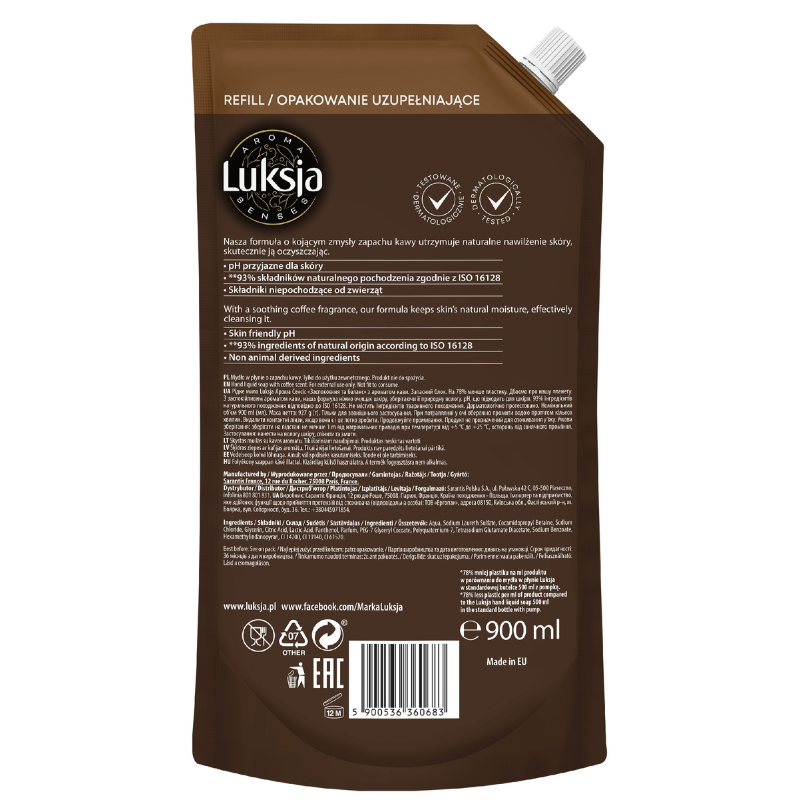 Poza produs Rezerva sapun lichid AROMA SENSES MIND BALANCING Cafea XXL, Luksja | 900 ml