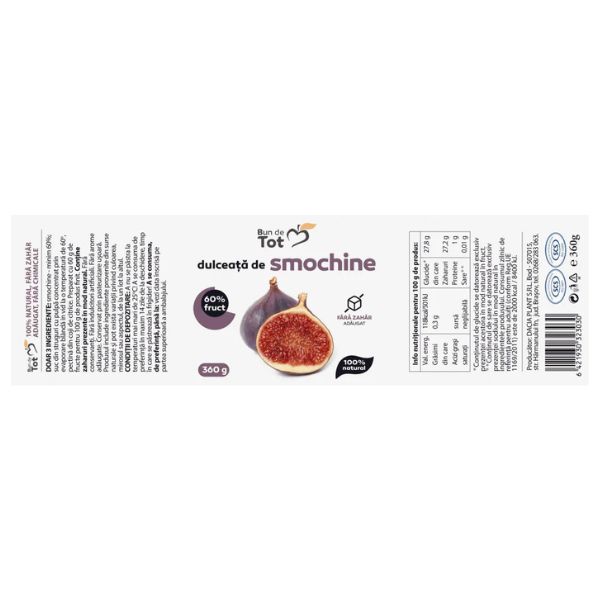 Poza produs Bun de Tot Dulceata Smochine, fara zahar, Dacia Plant | 360 g