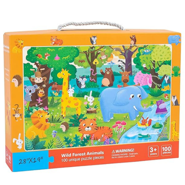 Poza produs Puzzle piese lemn FOREST 3+, Fun Toys | 100 piese de lemn
