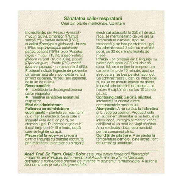Poza produs Ceai Sanatatea Cailor Respiratorii, Dacia Plant | 50 g