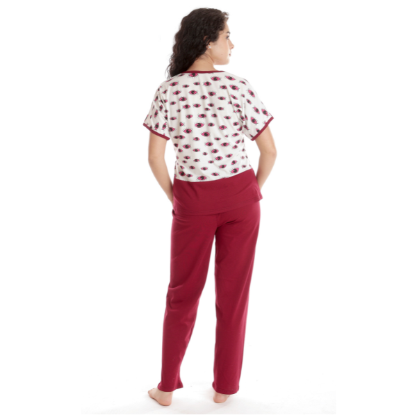 Pijama dama AV2417 grena/alb imprimeu, Andana | marimea S — poza produs 3/3