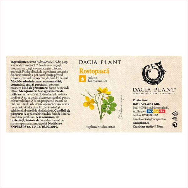 Poza produs Tinctura Rostopasca, Dacia Plant | 50 ml