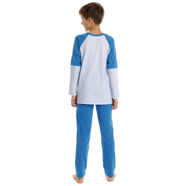Pijama baieti AI2516 albastru/alb microimprimeu, Andana | marimea 32 (5/6 ani) — poza produs 3/3