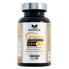 Vitamina D3 + K2 Premium, Boost4Life | 60 capsule