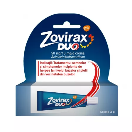 Poza produs Zovirax Duo crema 50 mg/10 mg/g, Haleon | 2 g
