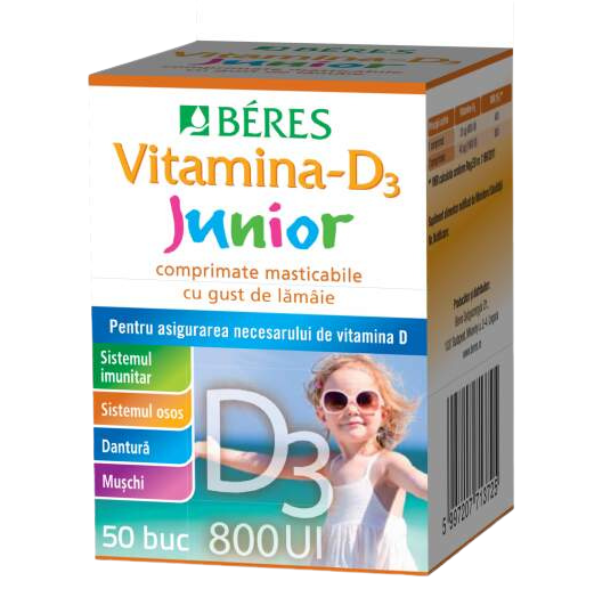 Poza produs Vitamina D3 Junior 800UI, Beres Pharmaceuticals | 50 comprimate