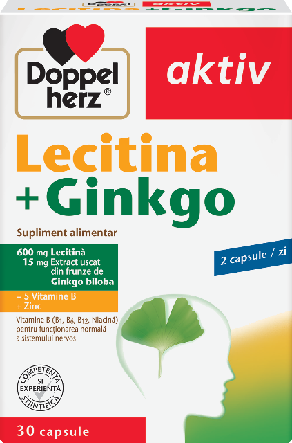 Lecitina + Ginkgo, Doppelherz Aktiv | 30 capsule — poza produs 1/4
