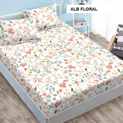 Husa de pat cu 2 fete de perna ELEGANCE alb floral 160x200 cm, Ralex | 1 buc