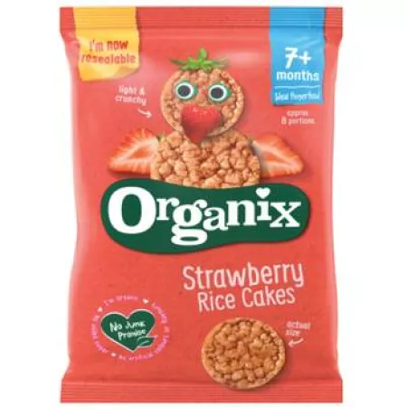Poza produs RONDELE ECOLOGICE BIO DIN OREZ CU CAPSUNI 7+ LUNI 40G 805127   ORGANIX BRANDS