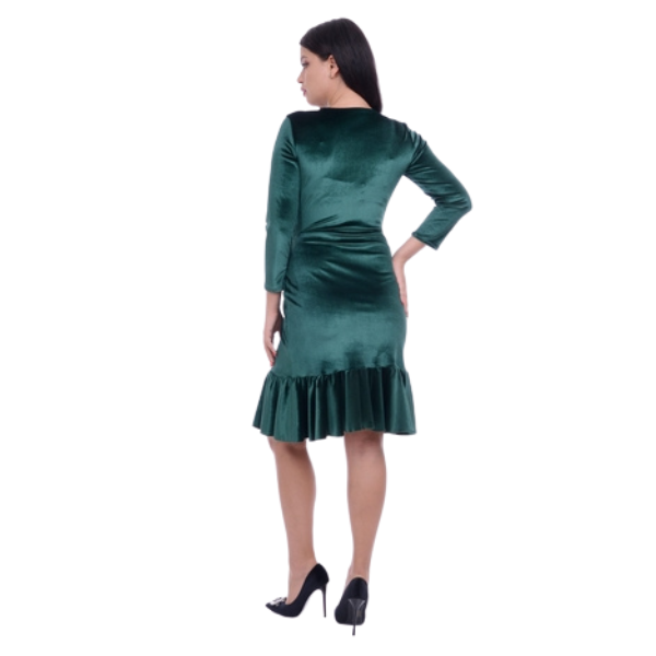 Poza produs Rochie catifea DI20R26V verde smarald, Dress to Impress | marimea 38