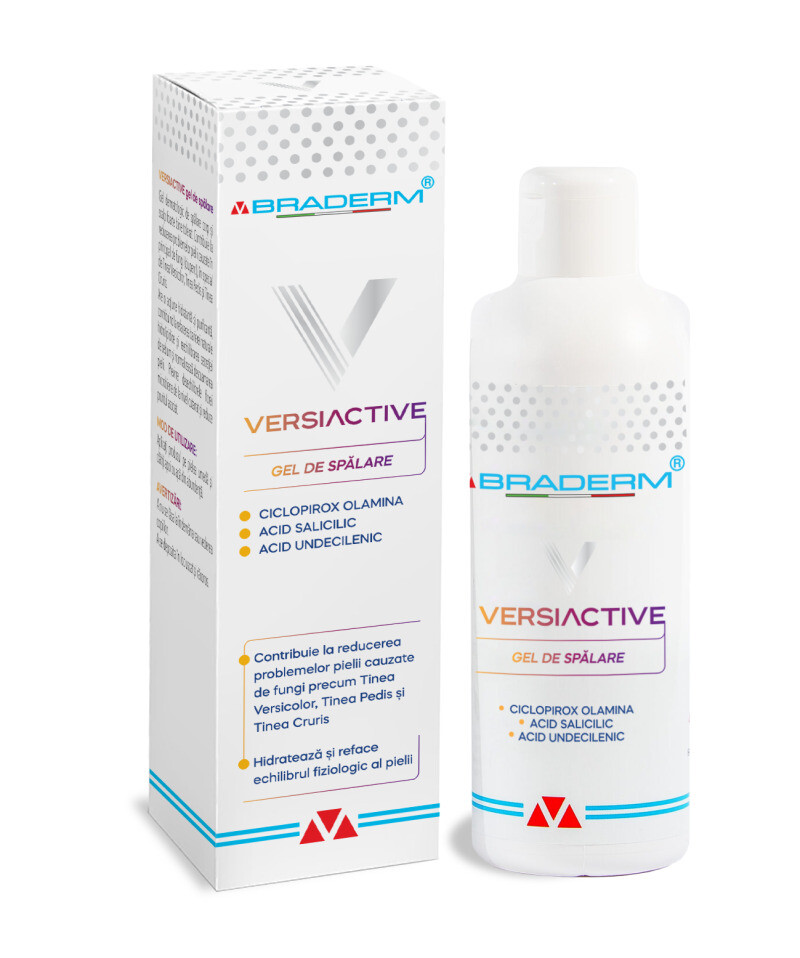 Poza produs Gel de spalare pentru corp si scalp Versiactive, Braderm | 200 ml