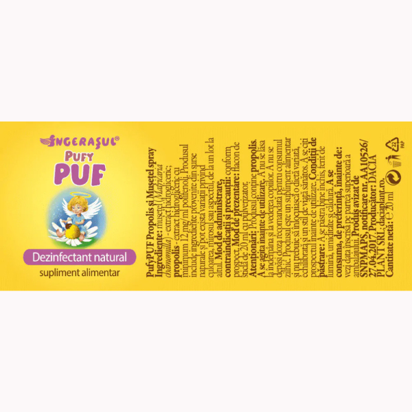 Poza produs Ingeras Pufy Puf Spray Propolis cu Musetel, Dacia Plant | 20 ml