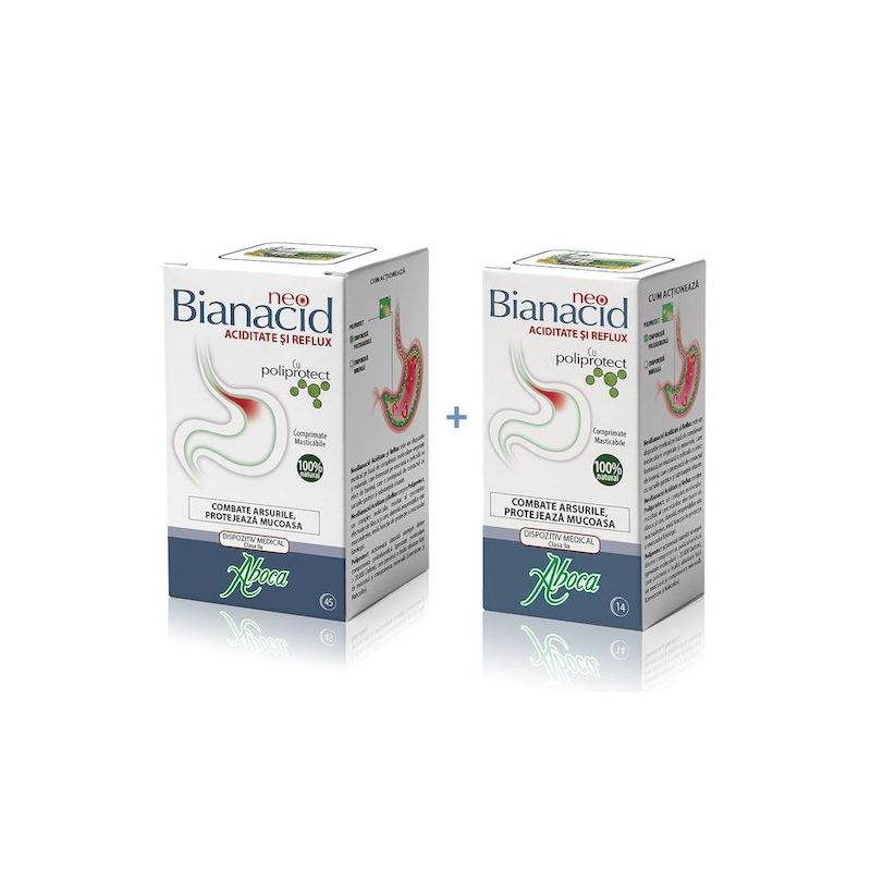 Poza produs NeoBianacid pentru aciditate si reflux, 45 comprimate + 14 comprimate CADOU, Aboca