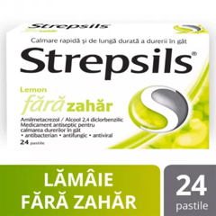 Strepsils Lemon fara zahar, Reckitt Benckiser | 24 comprimate