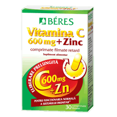 Vitamina C 600 mg + Zinc, Beres Pharmaceuticals | 30 comprimate