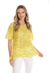 Bluza volanas CV25044 galben microfloral, Cesy | marimea XL