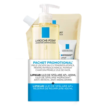 Poza produs Pachet Ulei de Spalare Lipikar AP+ si Rezerva + Lipikar Baume Light AP+M 15 ml, La Roche-Posay | 400ml+400ml+15ml