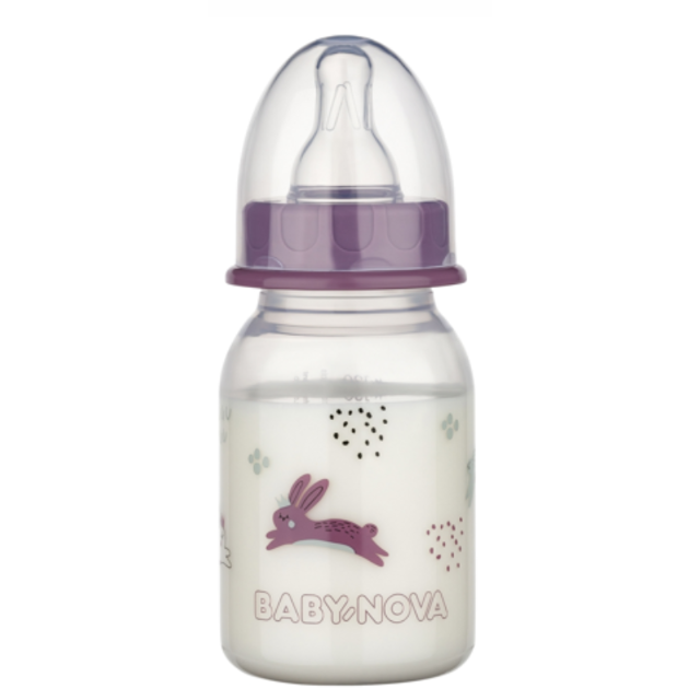 Biberon PP decorat, tetina rotunda S, slow, 46010, Baby Nova | 120 ml — poza produs 2/3