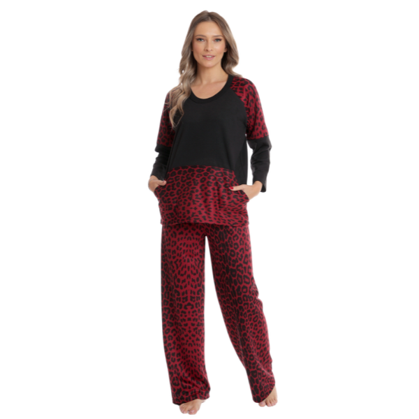Tinuta dama AI2505 negru/bordo animal print, Andana | marimea S — poza produs 1/3