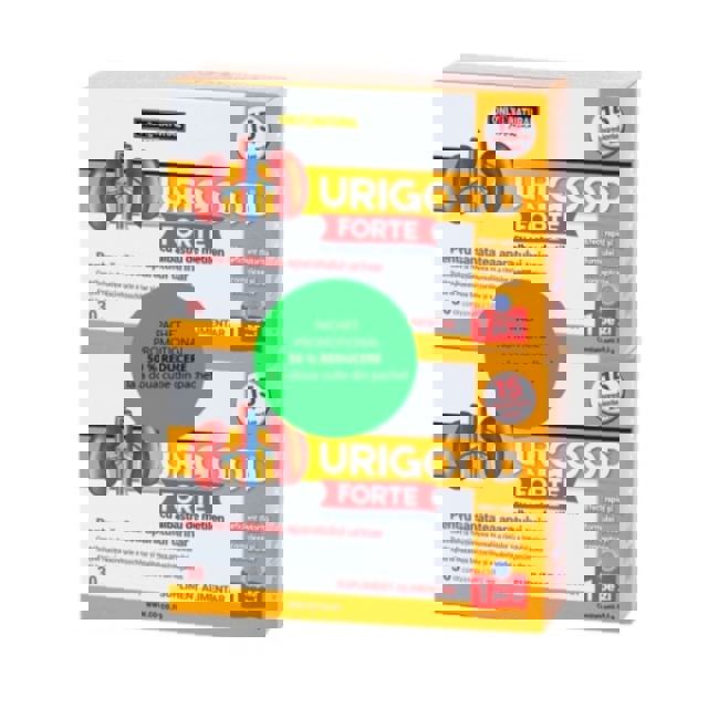 Poza produs Pachet Urigood Forte 1000 mg, 30 comprimate 1+1, 50% reducere la a doua cutie, Only Natural