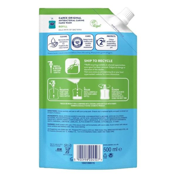 Poza produs Rezerva sapun lichid antibacterian CAREX Original, Luksja | 500 ml