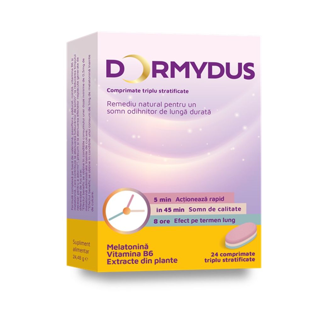 Poza produs Dormydus, Terapia | 24 comprimate triplu stratificate