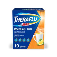 Theraflu Max raceala si tuse 1000 mg/12,2 mg/200 mg, Haleon | 10 plicuri